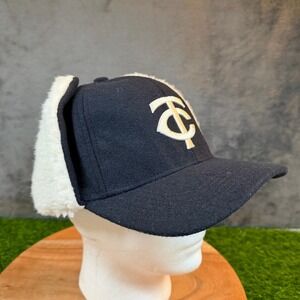 Melonwear Minnesota Twins Pepsi Snapback Hat Sherpa Ear Flap Wool Cap Navy Adult